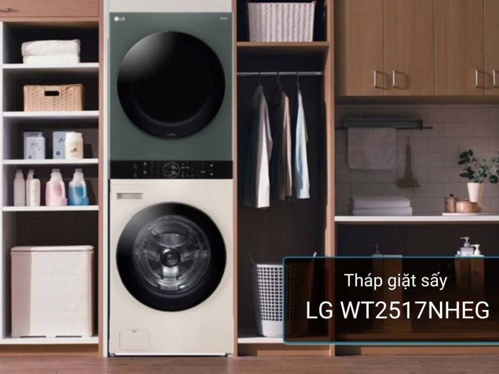 Tháp giặt sấy LG WT2517NHEG hiện đại và tinh tế , có những ưu điểm gì ?