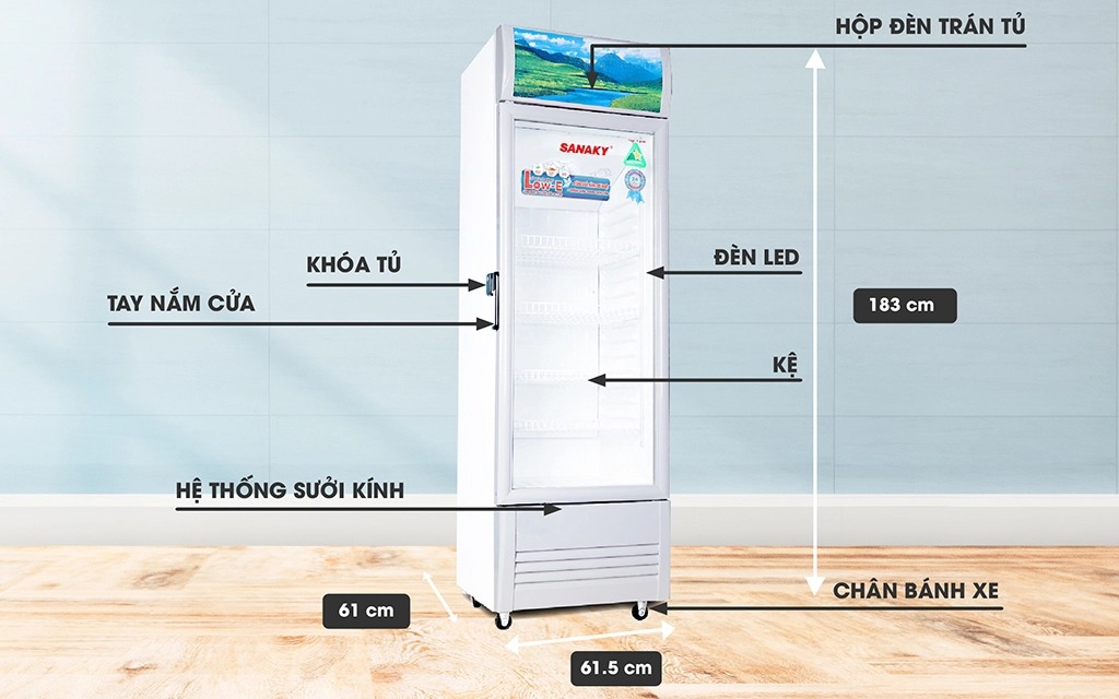 Top 3 tủ mát Sanaky 1 cánh kính cường lực bền bỉ