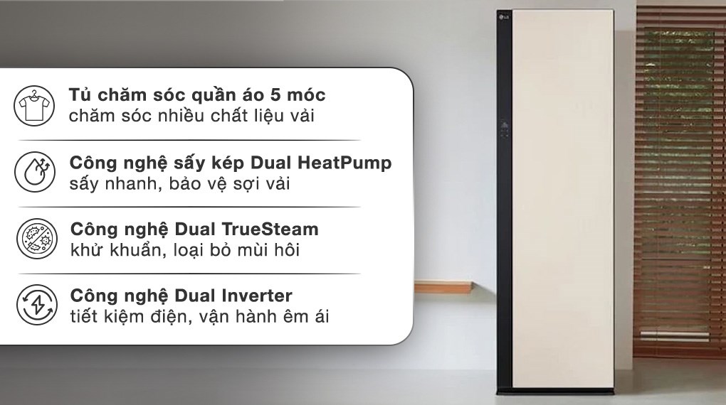 Sang trọng và tinh tế hơn cùng với chiếc tủ chăm sóc Ax888 bao lì xì miễn phí LG 5 móc SC5MBR80H