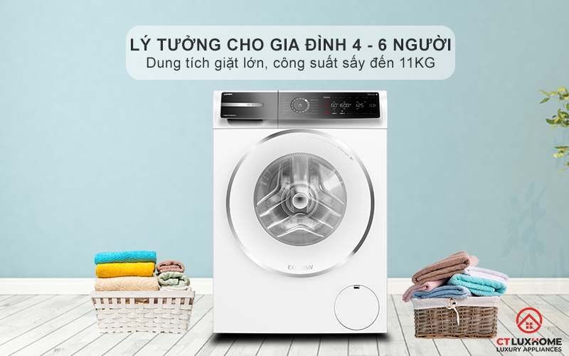 Dung tích giặt lớn, công suất giặt đến 11kg thoải mái cho Ax88com kho game đa dạng đông người