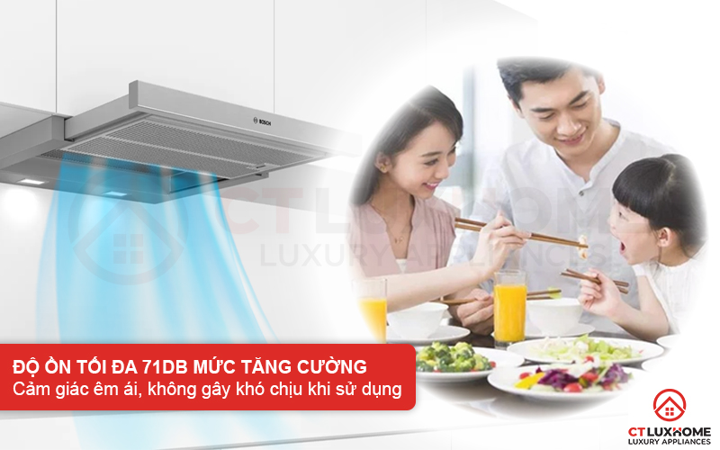 Độ ồn tối đa 71dB ở mức tăng cường không gây khó chịu cho người dùng